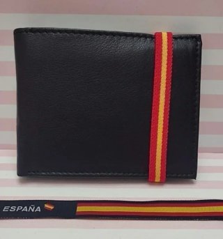 CARTERA MONEDERO PIEL CIERRE BANDERA + REGALO PULS