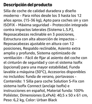 Cybex Solution S-Fix Silla Coche,Grupo 2/3,15-36kg