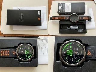 Reloj inteligente deportivo negro y naranja
