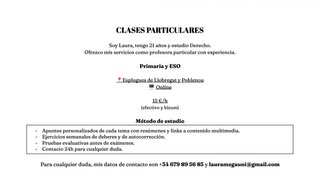 Profesora de clases particulares de primaria y ESO