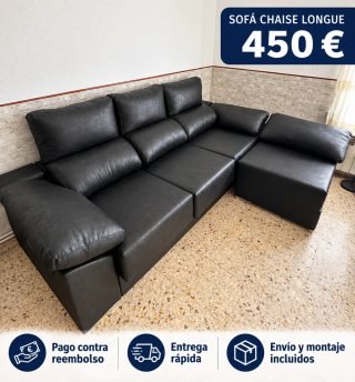 Sofá chaise longue negro