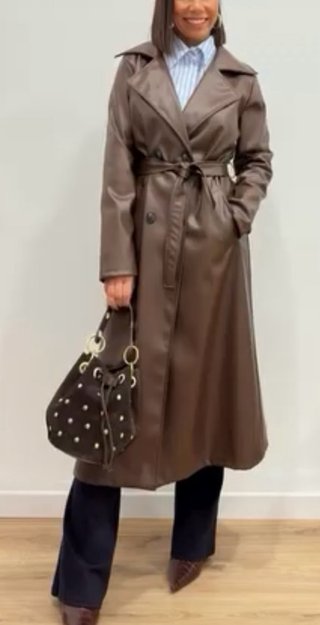 Gabardina de Piel Ecológica Marrón