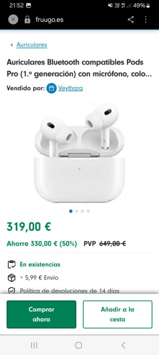 Auriculares Bluetooth Apple AirPods Pro (1ª Gen)