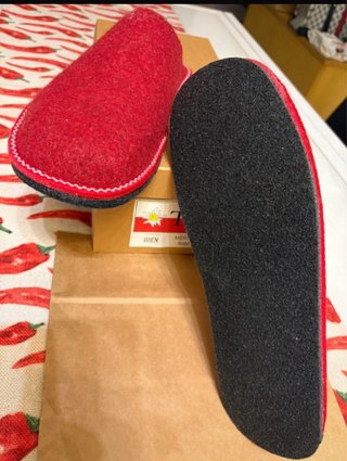 Pantofole in lana merino Tirol rosse n. 41