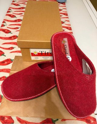 Pantofole in lana merino Tirol rosse n. 41