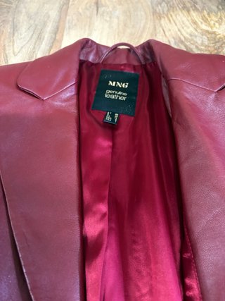 Chaqueta de piel Mango roja