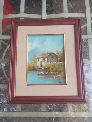 Cuadro al óleo de paisaje rural