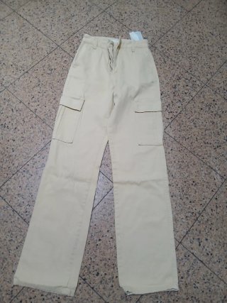 Jeans cargo beige donna