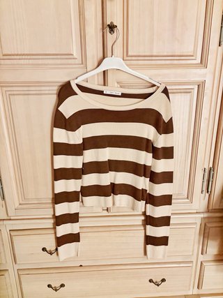 Jersey de rayas beige y marrón EASY WEAR Talla M