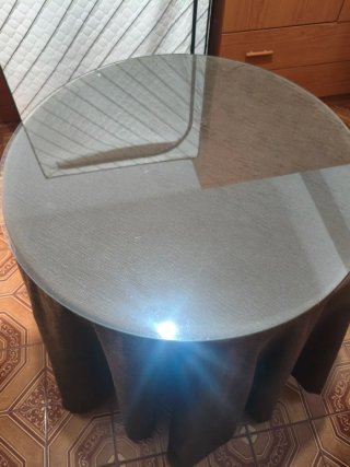 Mesa camilla de70cm+ ropa+ soporte brasero+cristal