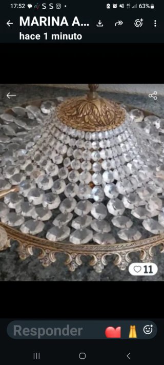 Lámpara Antigua de Metal y Cristal