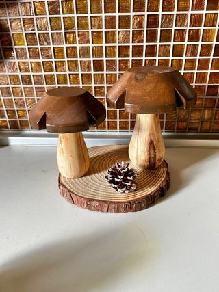 Set 2 Funghetti Decorativi Legno