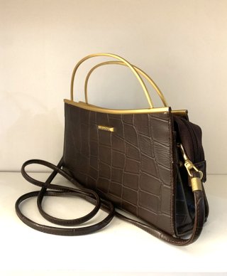Bolso vintage mano/bandolera piel cocodrilo