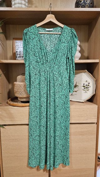 Vestido largo Mango verde estampado