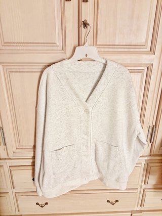 Sudadera Oversize Gris Claro Botones y Bolsillos