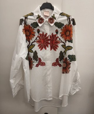 Camicia Zeta Otto 100 cotone bianca con ricami fl