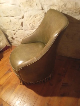 Descalzadora piel vintage verde