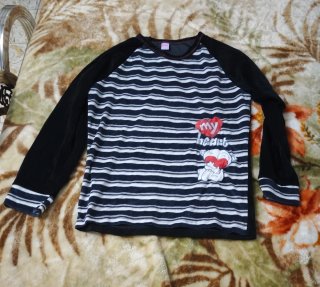 Camiseta pijama de manga larga con rayas de mujer