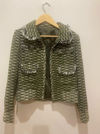 Chaqueta Chanel Tweed Verde y Blanco