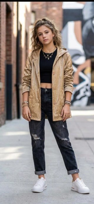 Gabardina corta dorada al 75% de su precio origina