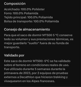Saco de dormir -5°C Tamaño XL