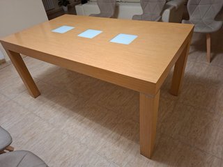 Mesa Comedor Extensible Madera y Cristal