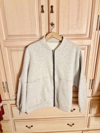 Sudadera Gris Cremallera Oversize