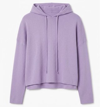 Jersey de punto morado con capucha