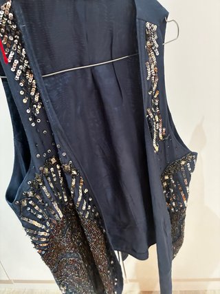 Chaleco de Abalorios Azul Marino Zara