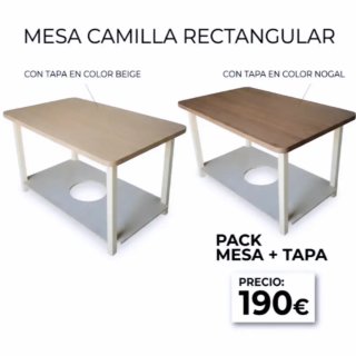 Mesa Camilla Rectangular con Tapa