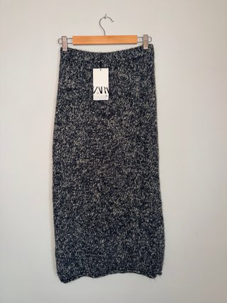 Falda Midi de Lana Zara Gris