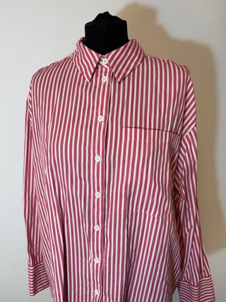 Camisa Rayas Mujer Rosa y Blanca