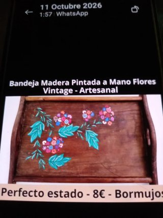 Bandeja Madera Pintada a mano  Flores Vintage