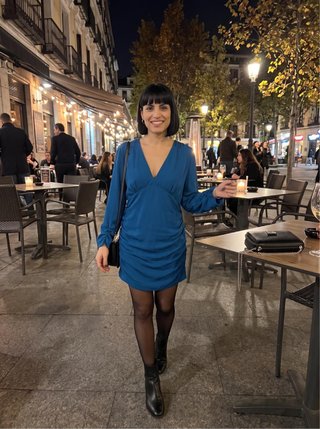 Vestido azul manga larga invierno