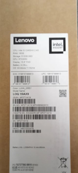 Portatile Lenovo 15 iAX9 Grigio/Nero