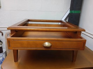 Mesa centro madera y cristal con cajón