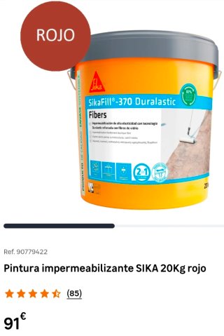 Pintura Impermeabilizante SikaFill-370 Rojo 20Kg