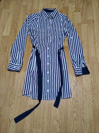 Vestido camisero rayas azul y blanco