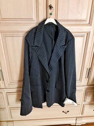 Blazer Rayas Azul Marino y Blanco