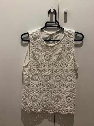 Blusa Stradivarius blanca de crochet