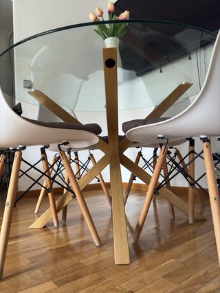 Tavolo da Pranzo Rotondo con 4 Sedie