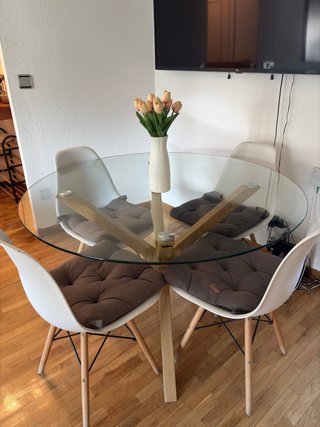 Tavolo da Pranzo Rotondo con 4 Sedie