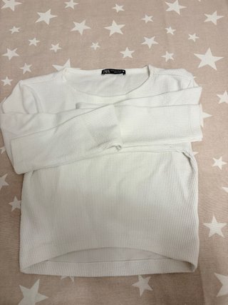 Top Zara manga larga blanco Talla M