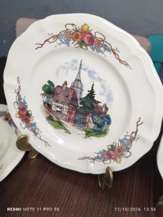12 Platos Postre Porcelana Francesa Vintage