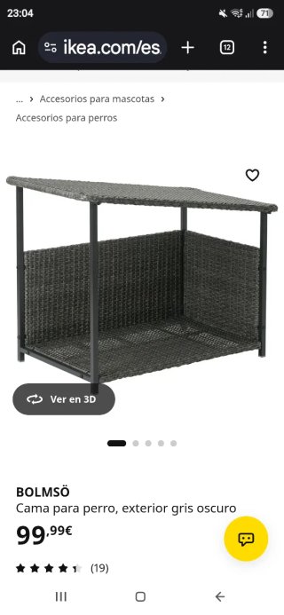 Cama/casa perro exterior gris oscuro