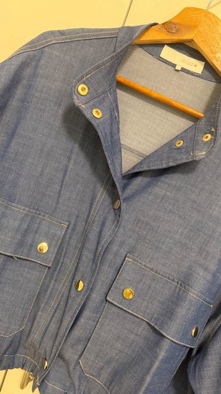 Chaqueta tipo bolera azul tejano