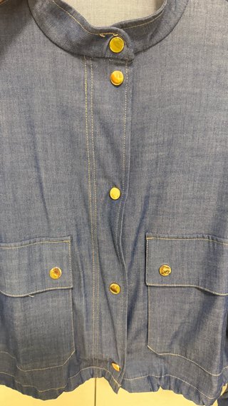 Chaqueta tipo bolera azul tejano