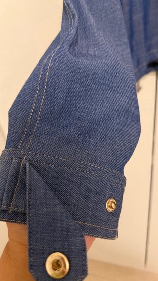 Chaqueta tipo bolera azul tejano