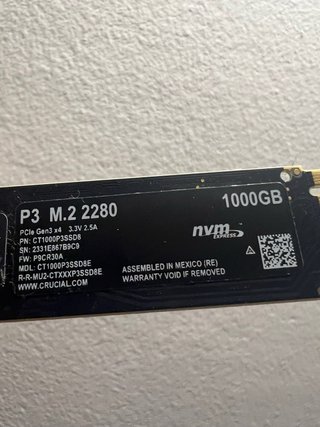 Disco 1TB SSD NVMe Crucial P3 M.2 2280