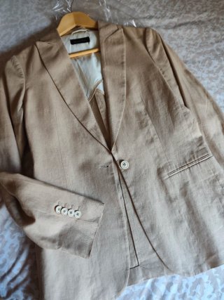 Americana Blazer Lino Massimo Dutti Talla 40 Beige